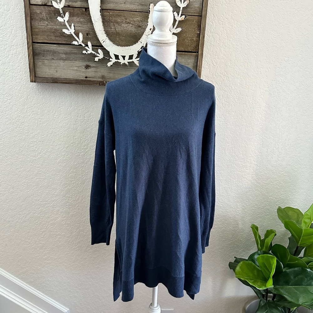 Soft Surroundings blue turtleneck tunic sweater ladies Large